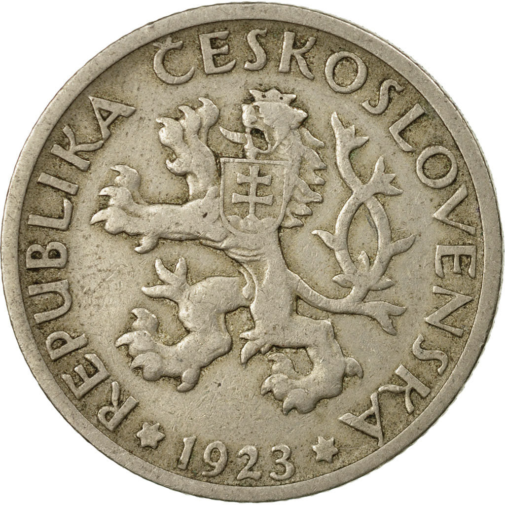 Coin, Czechoslovakia, Koruna, 1923, EF(40-45), Copper-nickel, KM:4