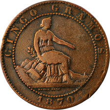 Coin, Spain, Provisional Government, 5 Centimos, 1870, Madrid, F(12-15), Copper