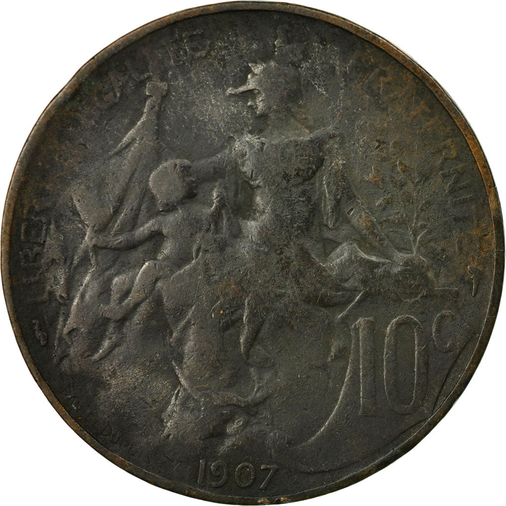 Munten, Frankrijk, Dupuis, 10 Centimes, 1907, Paris, FR, Bronze, KM:843, Le