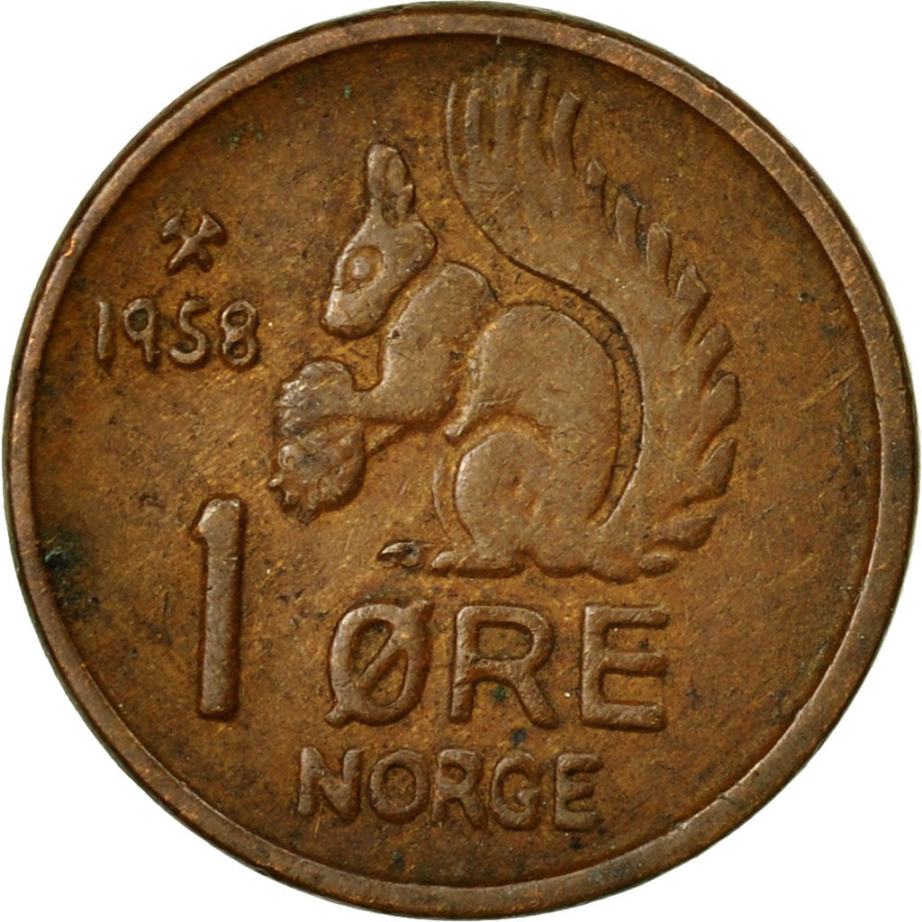 Coin, Norway, Olav V, Ore, 1958, EF(40-45), Bronze, KM:403