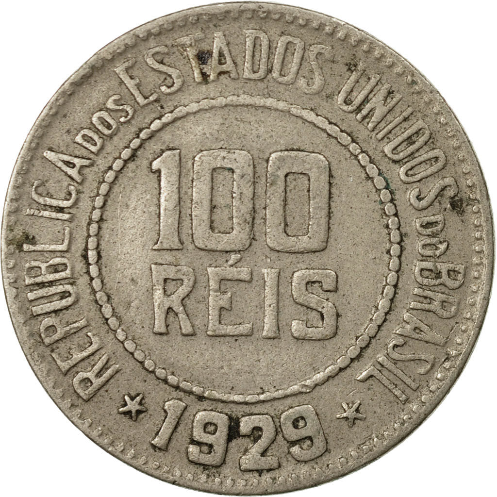 Coin, Brazil, 100 Reis, 1929, VF(30-35), Copper-nickel, KM:518