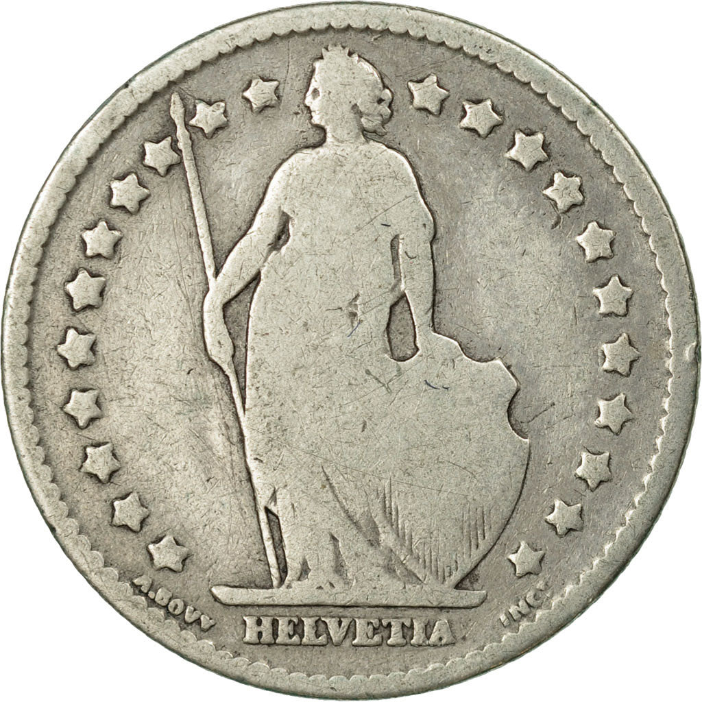 Moneta, Szwajcaria, Franc, 1880, Bern, VF(20-25), Srebro, KM:24