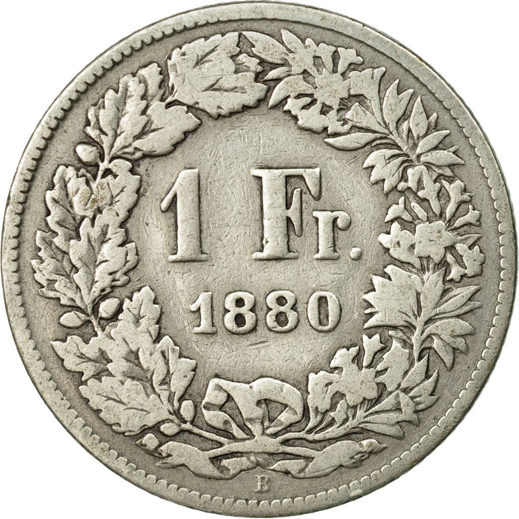 Moneta, Szwajcaria, Franc, 1880, Bern, VF(20-25), Srebro, KM:24