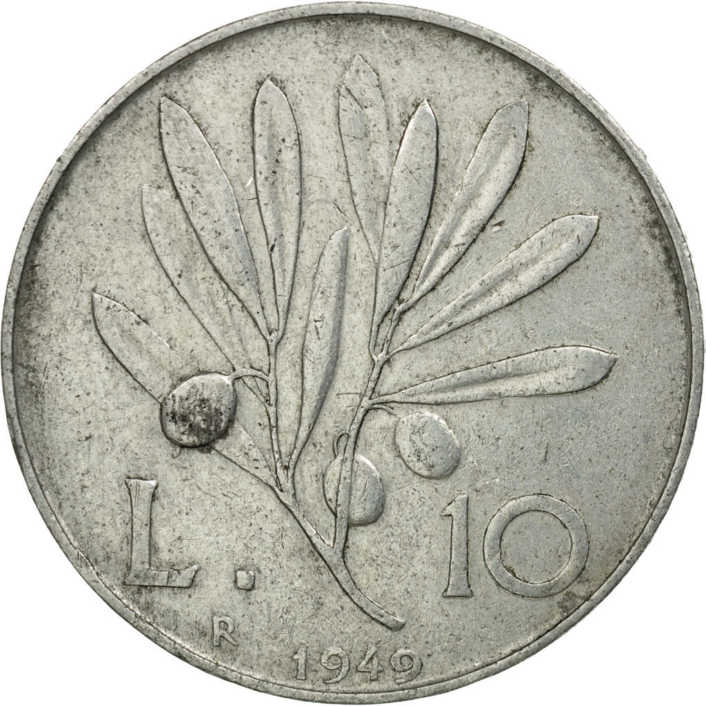 Monnaie, Italie, 10 Lire, 1949, Rome, TB+, Aluminium, KM:90