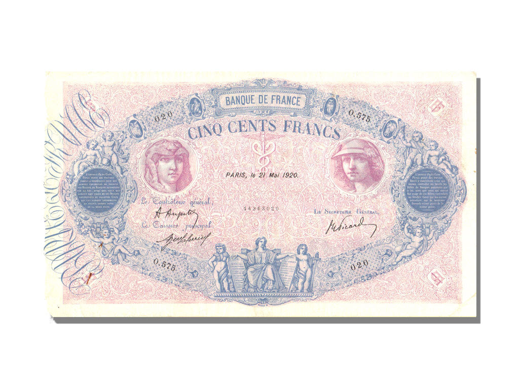 Banknote, France, 500 Francs, 500 F 1888-1940 ''Bleu et Rose'', 1920
