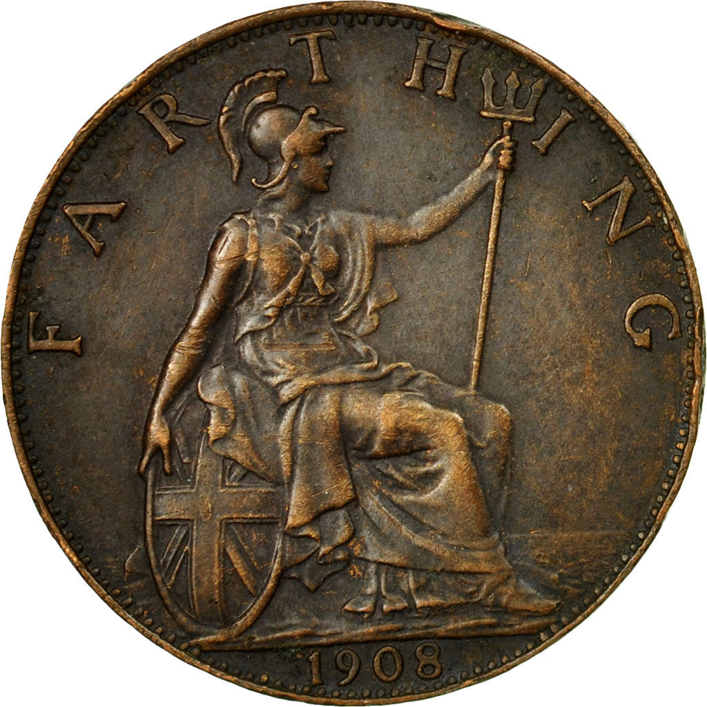 Coin, Great Britain, Edward VII, Farthing, 1908, EF(40-45), Bronze, KM:792