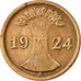 Coin, GERMANY, WEIMAR REPUBLIC, 2 Reichspfennig, 1924, Berlin, AU(50-53)