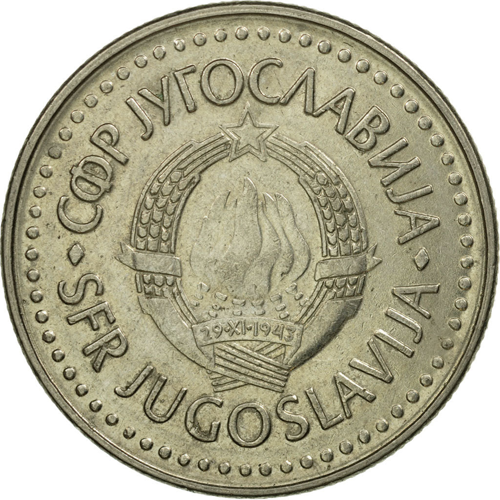 Iugoslavia, 50 Dinara, 1988, Rame-nichel-zinco, MB+