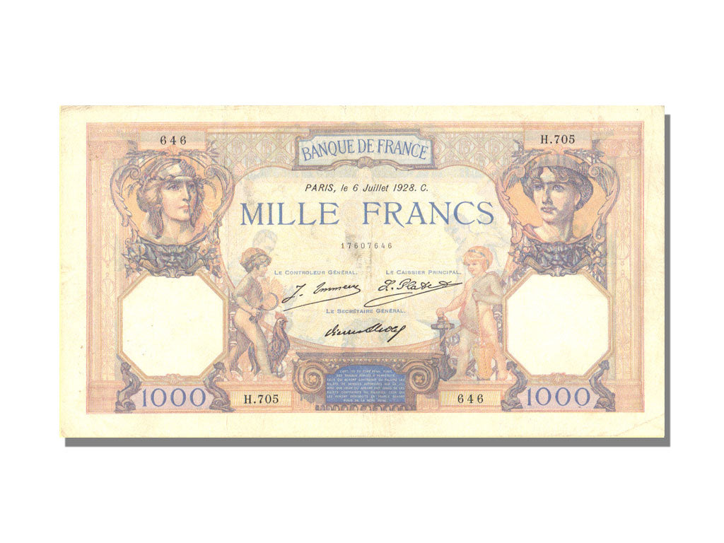 France, 1000 Francs, 1 000 F 1927-1940 ''Cérès et Mercure'', 1928, KM #79a, 1...