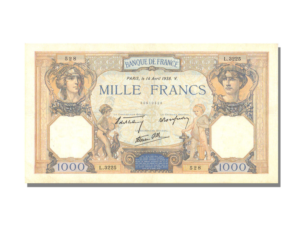Biljet, Frankrijk, 500 Francs, 1 000 F 1927-1940 ''Cérès et Mercure'', 1938