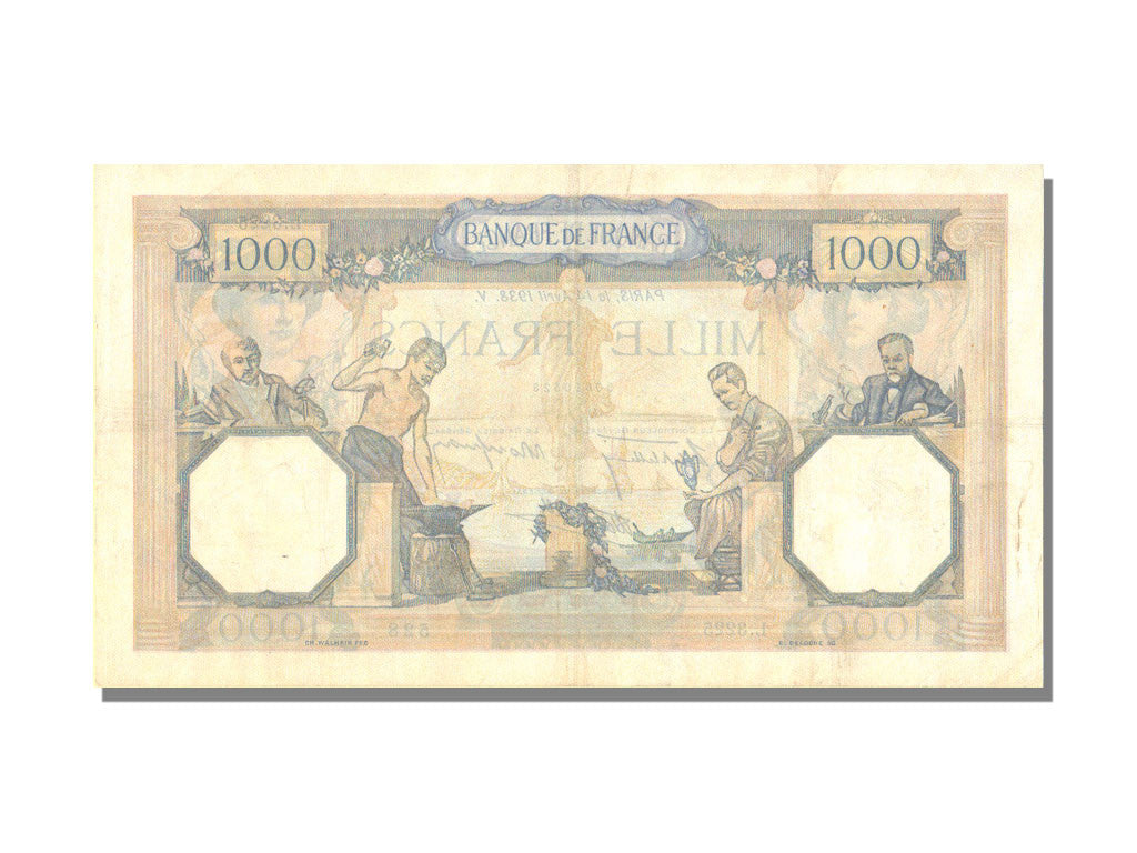 Biljet, Frankrijk, 500 Francs, 1 000 F 1927-1940 ''Cérès et Mercure'', 1938