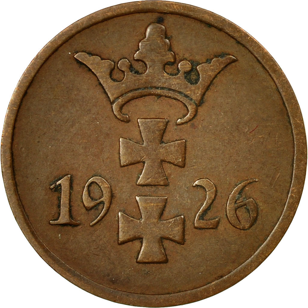 Coin, DANZIG, Pfennig, 1926, Warsaw, AU(50-53), Bronze, KM:140