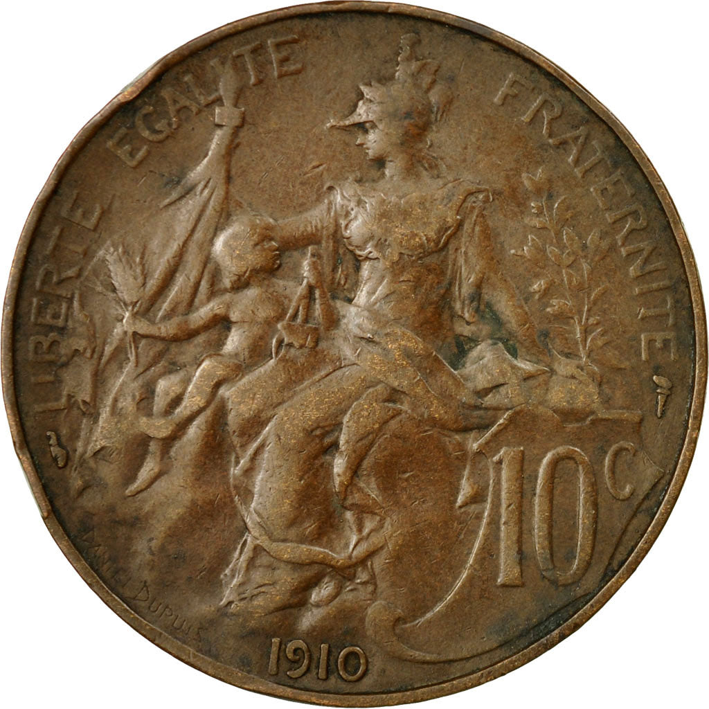 Coin, France, Dupuis, 10 Centimes, 1910, Paris, VF(30-35), Bronze, KM:843, Le