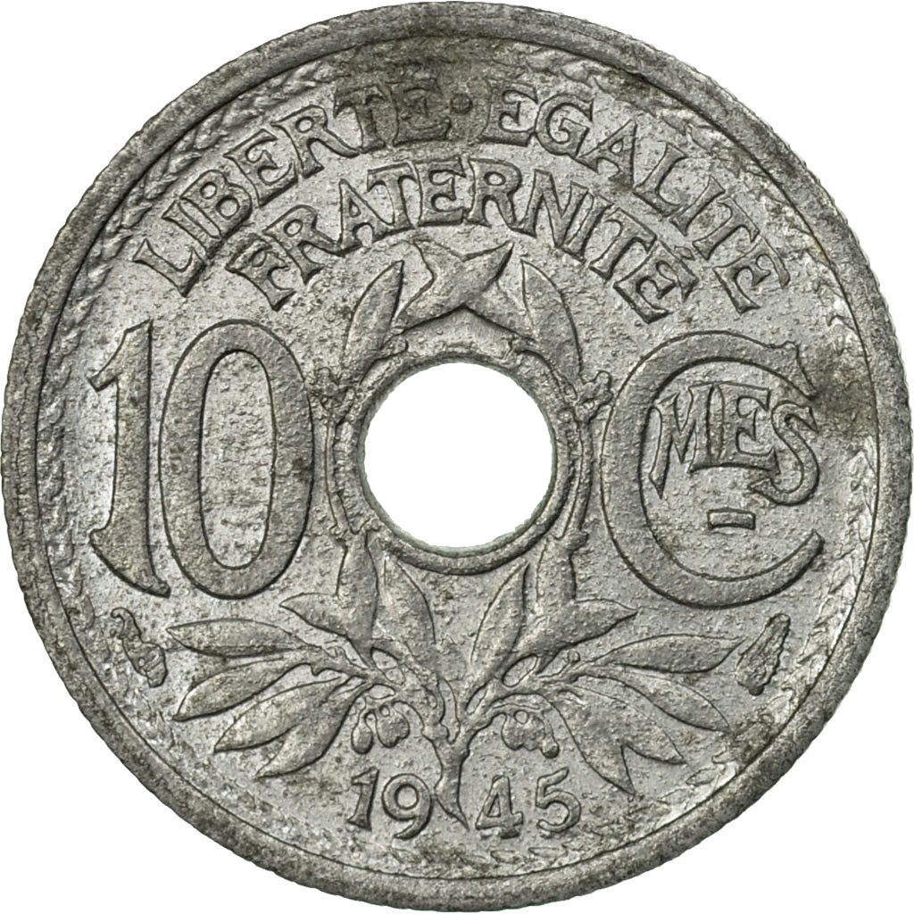 Moneda, Francia, Lindauer, 10 Centimes, 1945, Paris, BC+, Cinc, KM:906.1, Le