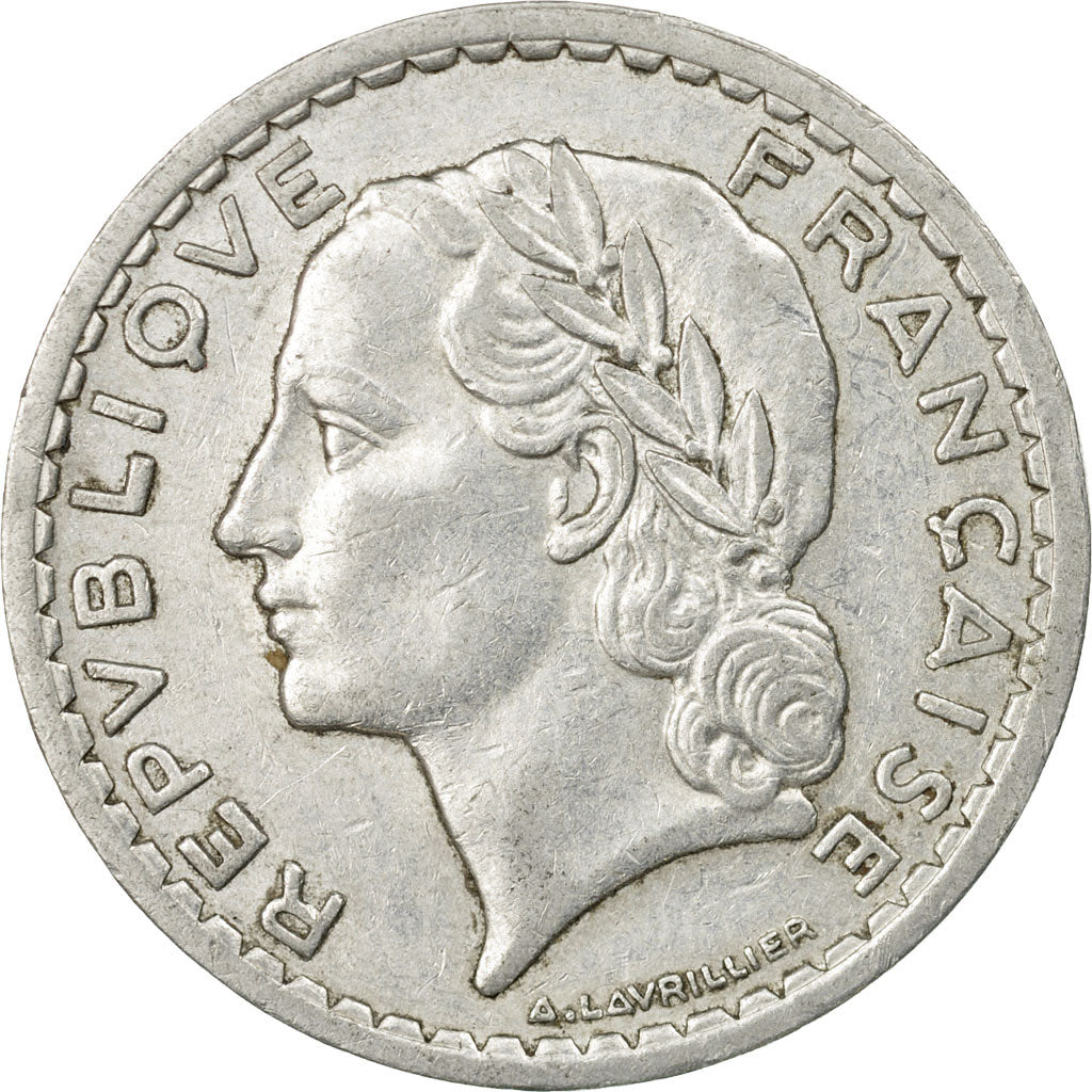 Moneda, Francia, Lavrillier, 5 Francs, 1946, Paris, MBC, Aluminio, KM:888b.1