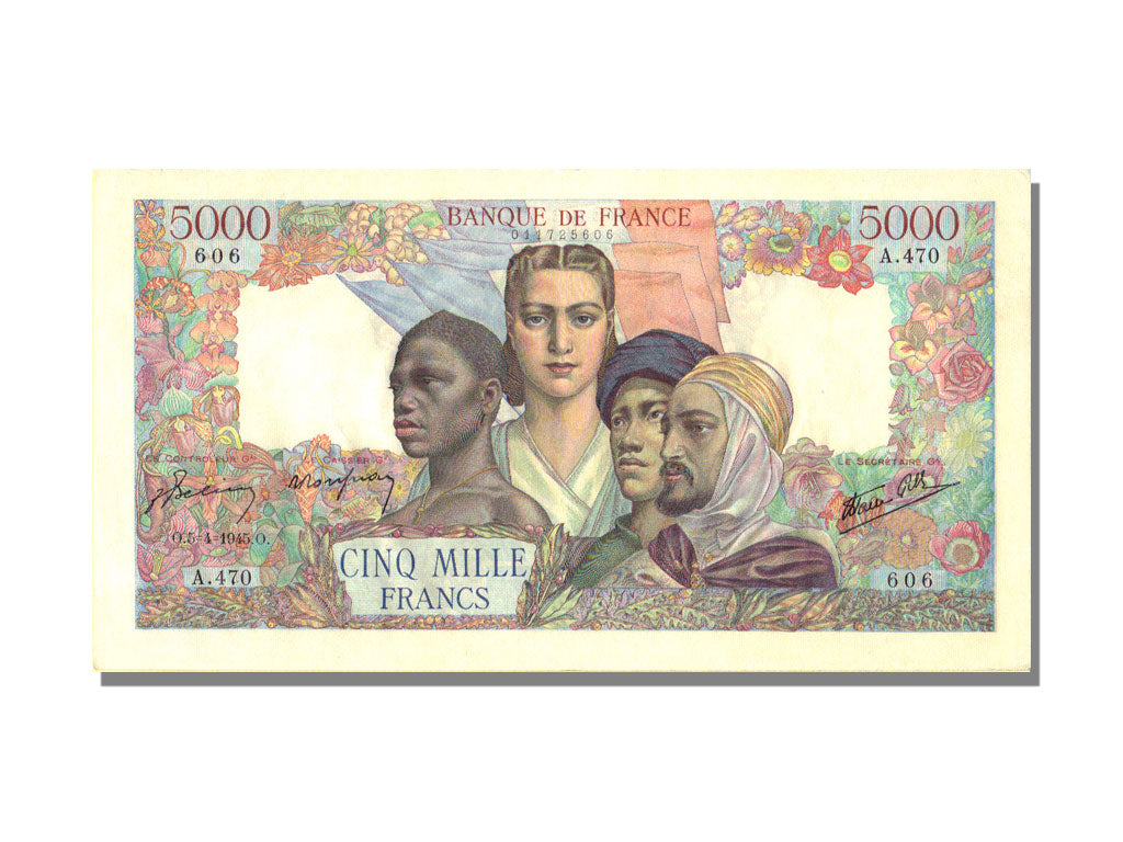 FRANCE, 5000 Francs, 1945, KM #103c, 1945-04-05, UNC(60-62), Fayette #47.20