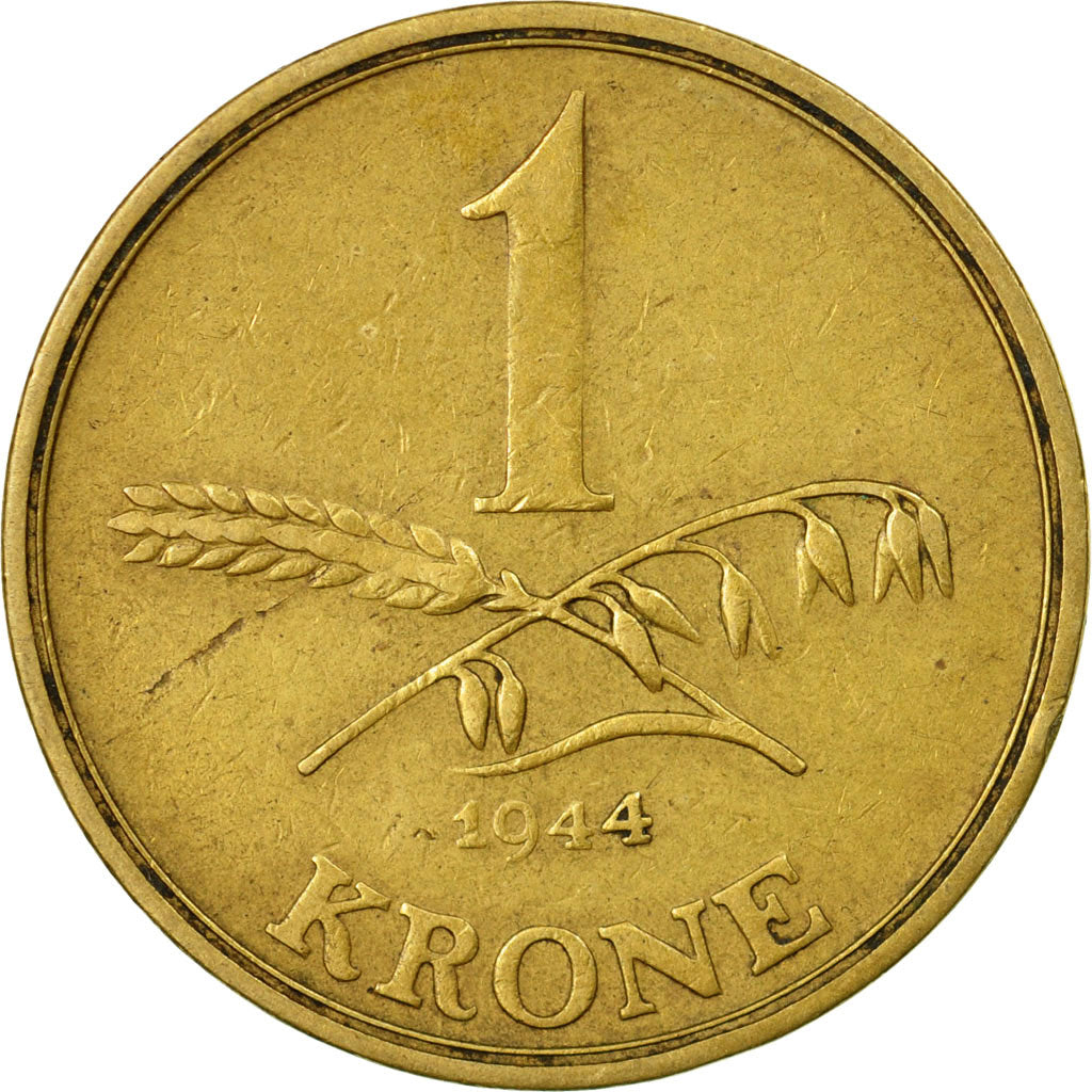 Coin, Denmark, Christian X, Krone, 1944, Copenhagen, EF(40-45), Aluminum-Bronze