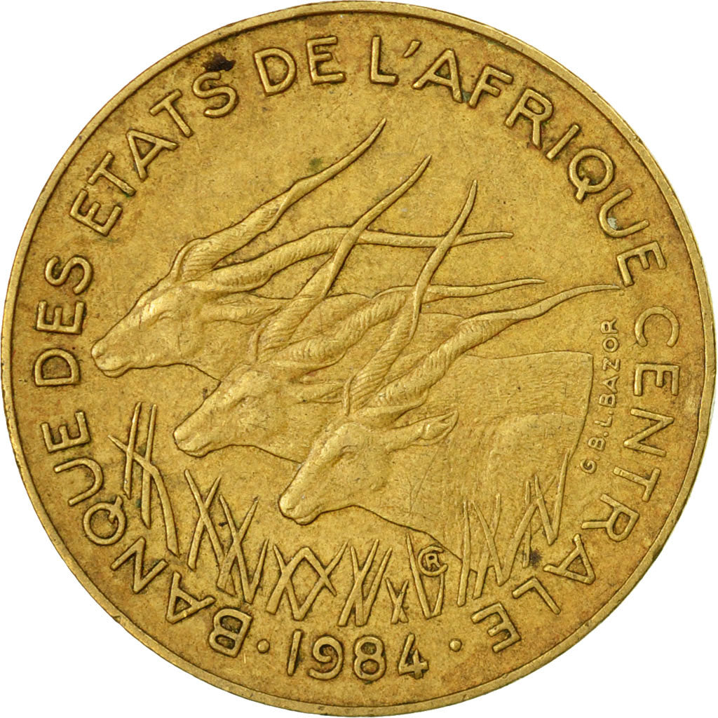 Moneda, Estados del África central, 10 Francs, 1984, Paris, MBC, Aluminio -