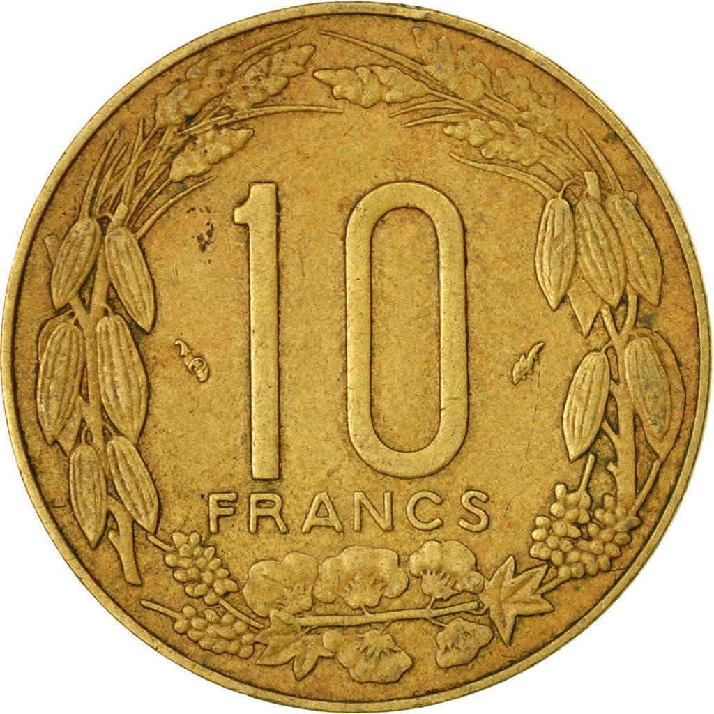 Moneda, Estados del África central, 10 Francs, 1984, Paris, MBC, Aluminio -