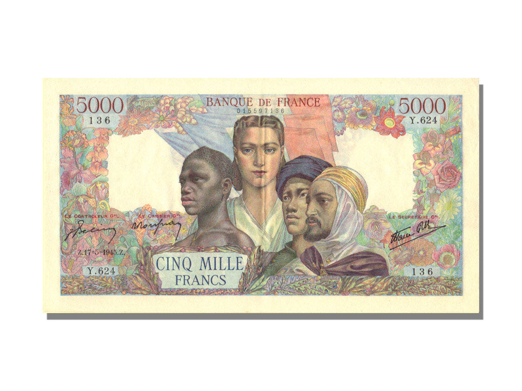 France, 5000 Francs, 5 000 F 1942-1947 ''Empire Français'', 1945, KM #103c, 1...