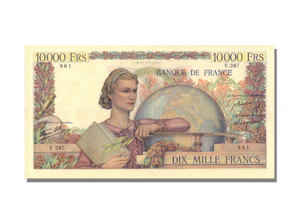 FRANCE, 10 000 Francs, 1946, KM #132a, 1946-10-24, AU(50-53), Fayette #50.12