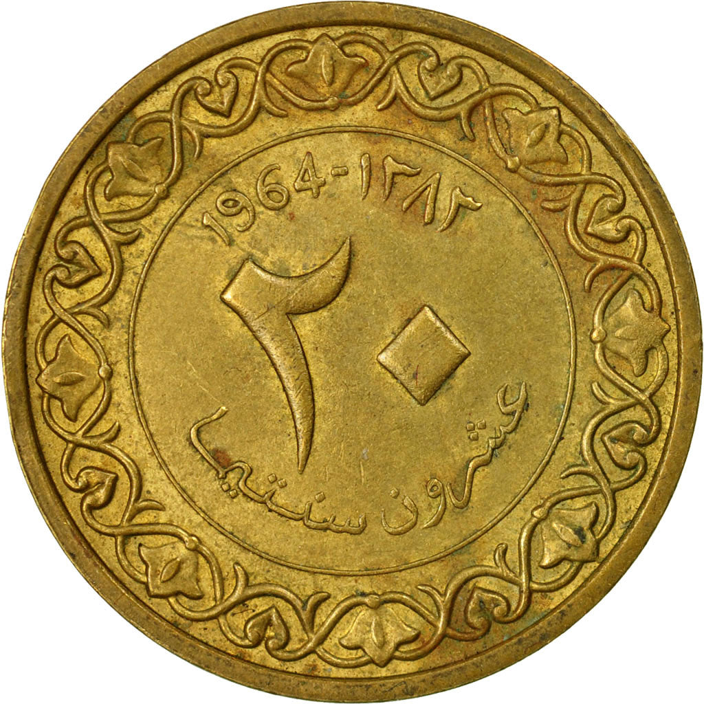 Coin, Algeria, 20 Centimes, 1964/AH1383, Paris, EF(40-45), Aluminum-Bronze