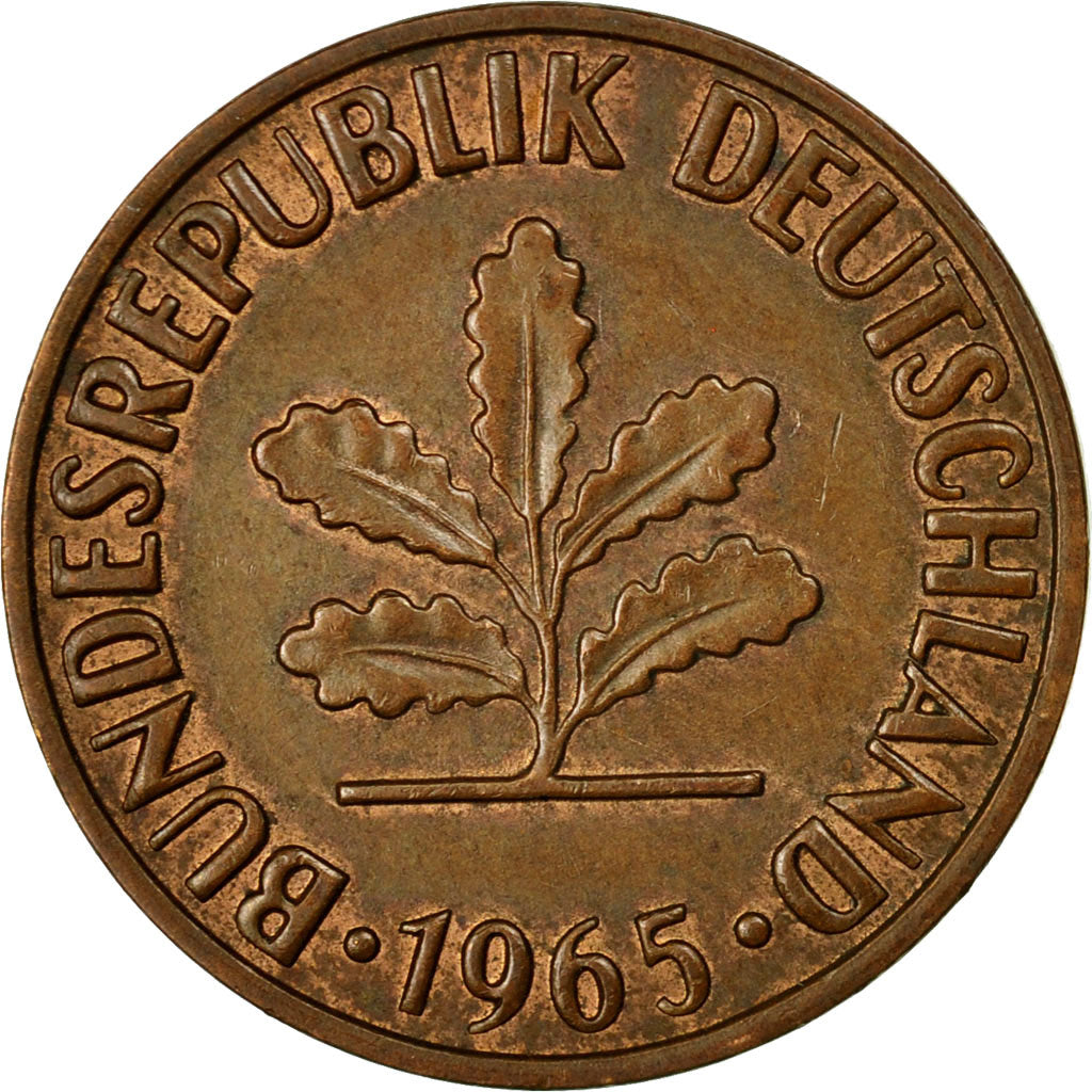 Moneta, GERMANIA - REPUBBLICA FEDERALE, 2 Pfennig, 1965, Stuttgart, BB, Bronzo
