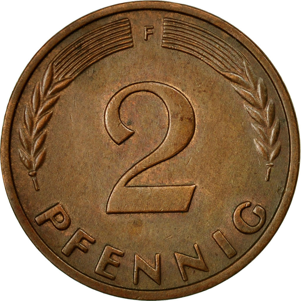 Moneta, GERMANIA - REPUBBLICA FEDERALE, 2 Pfennig, 1965, Stuttgart, BB, Bronzo