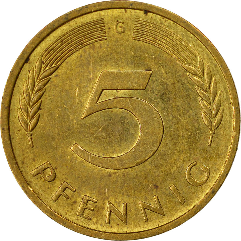 Coin, GERMANY - FEDERAL REPUBLIC, 5 Pfennig, 1983, Karlsruhe, VF(30-35), Brass