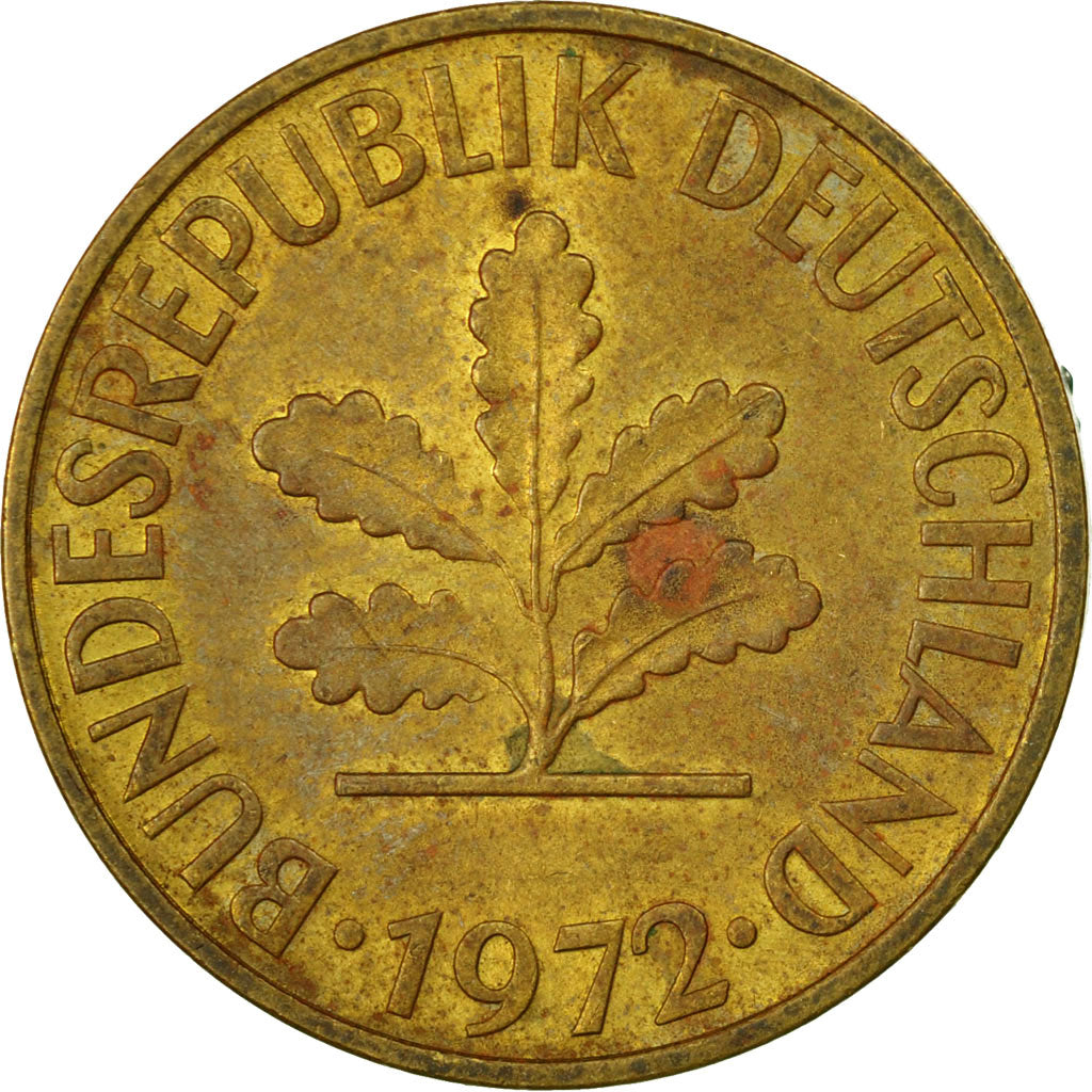 Coin, GERMANY - FEDERAL REPUBLIC, 10 Pfennig, 1972, Karlsruhe, VF(20-25), Brass