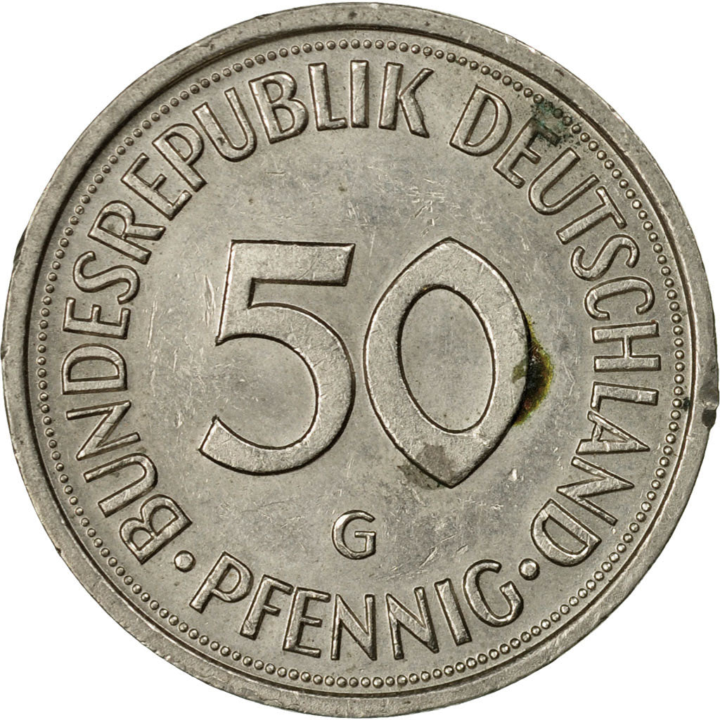 Moneta, Niemcy - RFN, 50 Pfennig, 1983, Karlsruhe, VF(20-25), Miedź-Nikiel