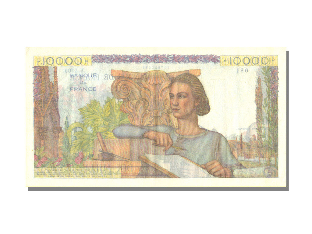 France, 10,000 Francs, 1953, KM #132d, 1953-04-02, UNC(63), V.4705, Fayette...