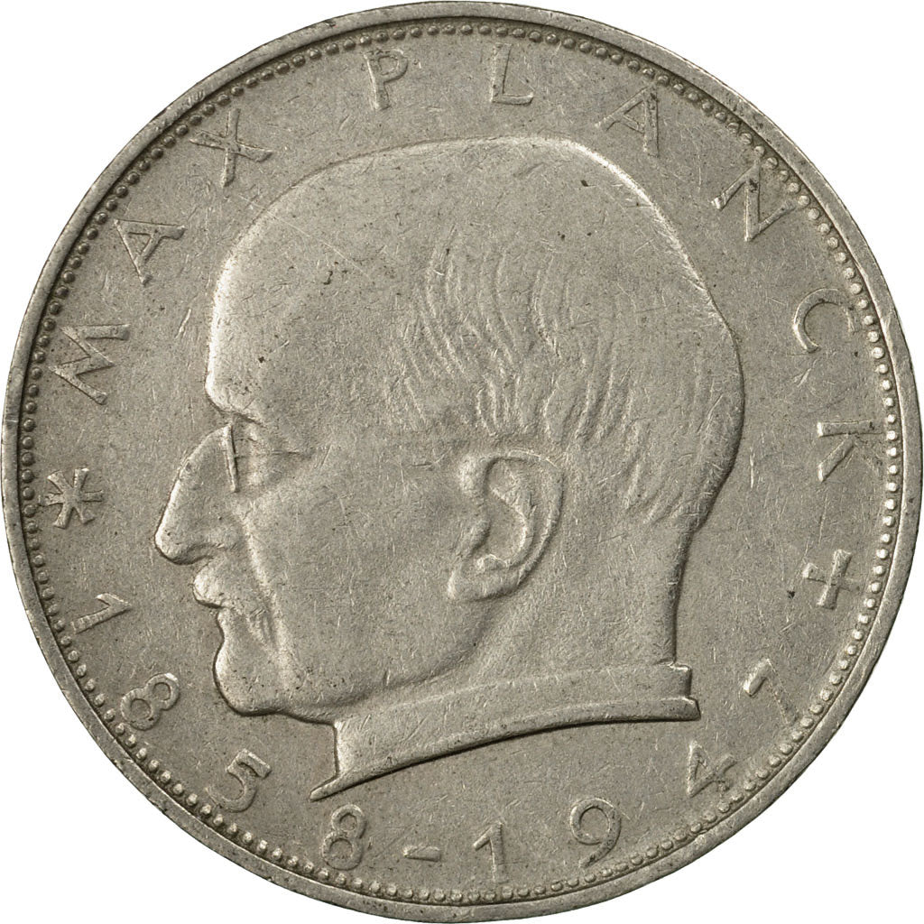 Moneda, ALEMANIA - REPÚBLICA FEDERAL, 2 Mark, 1963, Stuttgart, MBC, Cobre -