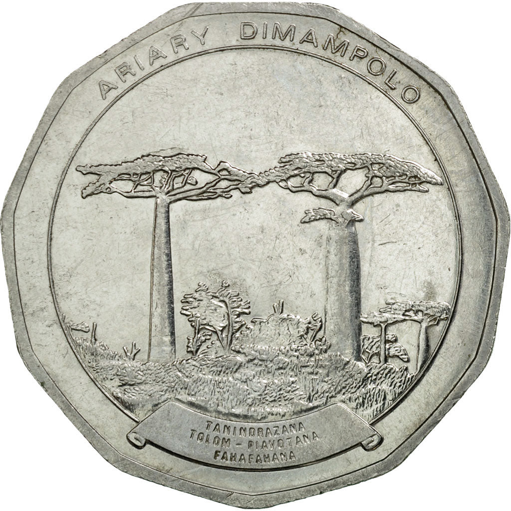 Coin, Madagascar, 50 Ariary, 1992, Paris, AU(50-53), Stainless Steel, KM:20