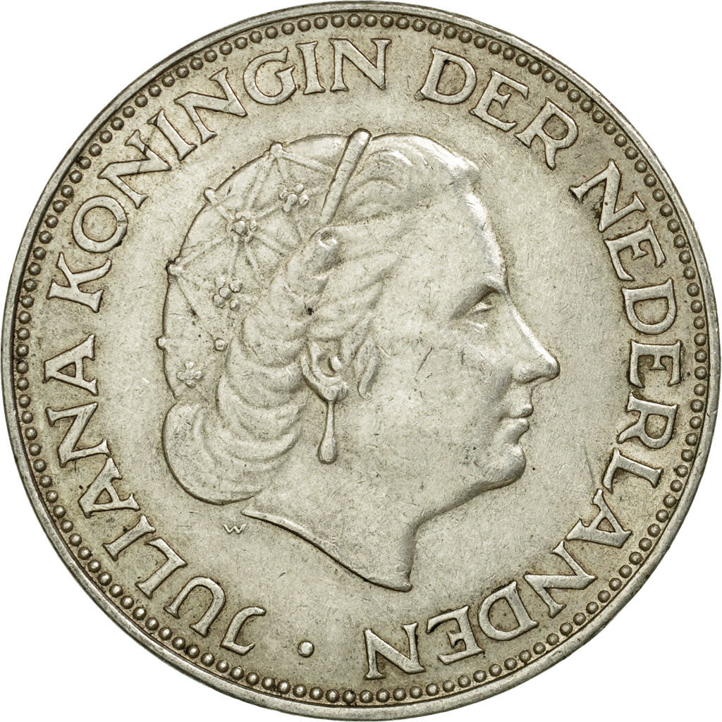 Coin, Netherlands, Juliana, 2-1/2 Gulden, 1960, EF(40-45), Silver, KM:185