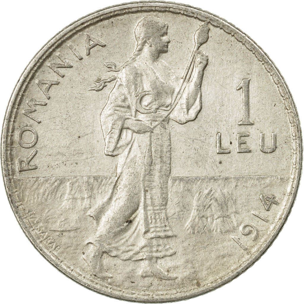 Coin, Romania, Carol I, Leu, 1914, EF(40-45), Silver, KM:42
