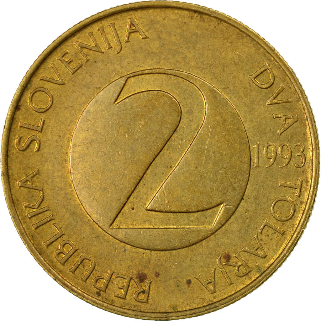 Monnaie, Slovénie, 2 Tolarja, 1993, TB+, Nickel-brass, KM:5