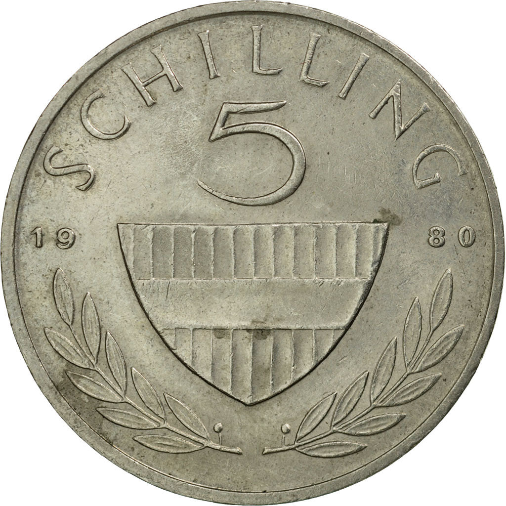 Coin, Austria, 5 Schilling, 1980, AU(50-53), Copper-nickel, KM:2889a