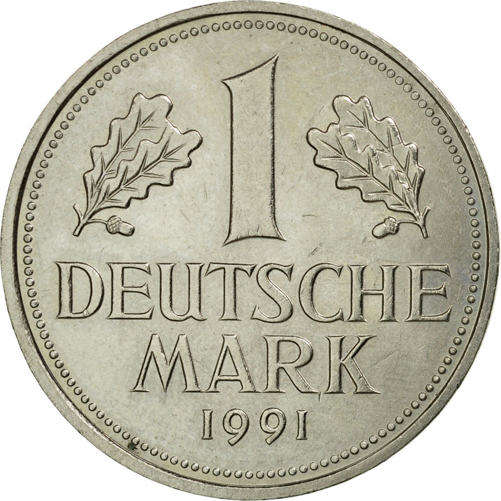 Coin, GERMANY - FEDERAL REPUBLIC, Mark, 1991, Karlsruhe, AU(55-58)