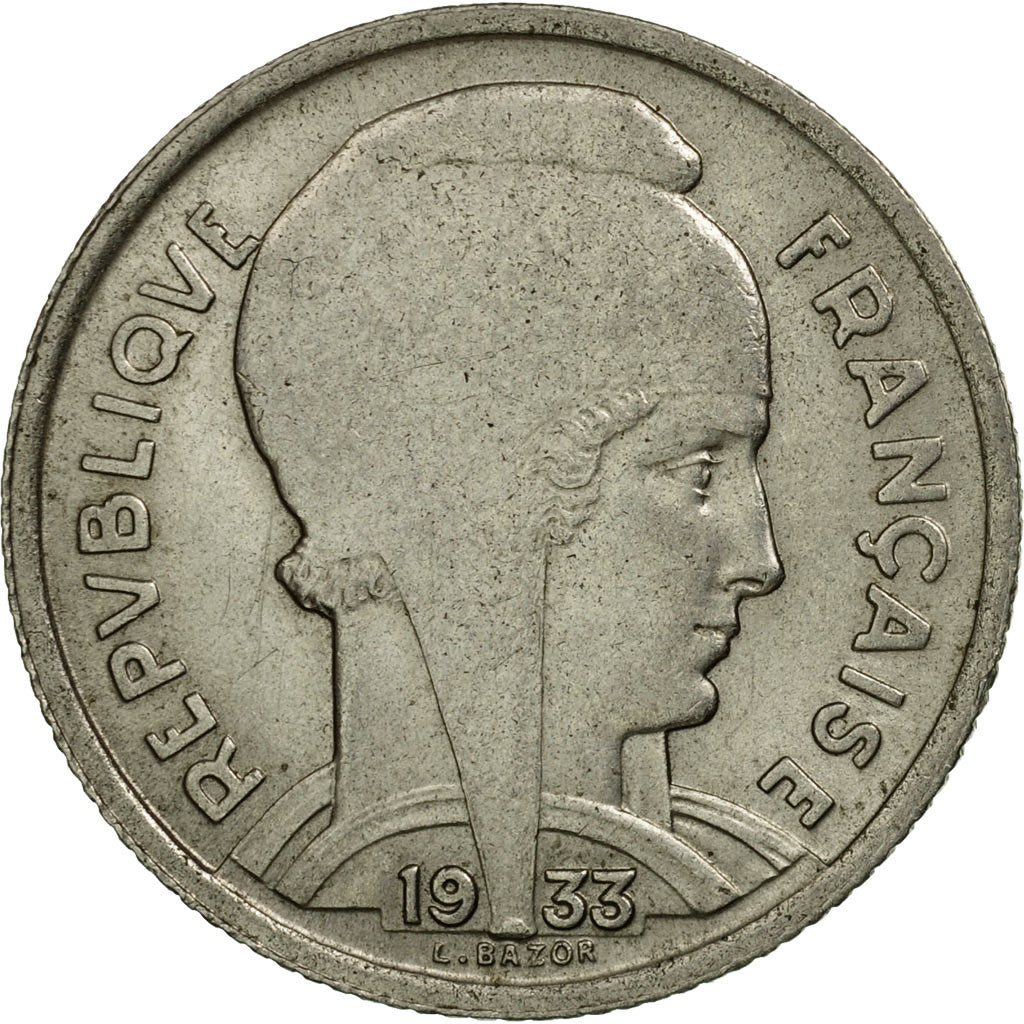 Coin, France, Bazor, 5 Francs, 1933, Paris, AU(50-53), Nickel, KM:887, Le