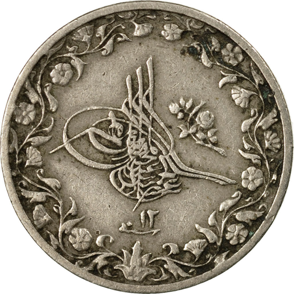 Coin, Egypt, Abdul Hamid II, 1/10 Qirsh, 1293, Misr, EF(40-45), Copper-nickel
