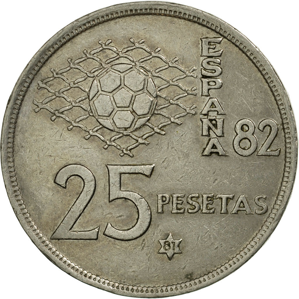 Moneta, Spagna, Juan Carlos I, 25 Pesetas, 1987, BB, Rame-nichel, KM:824