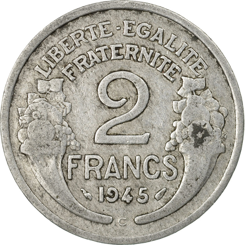 Coin, France, Morlon, 2 Francs, 1945, Castelsarrasin, VF(20-25), Aluminum