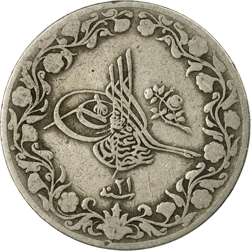 Coin, Egypt, Abdul Hamid II, 5 Qirsh, 1293, EF(40-45), Silver, KM:294