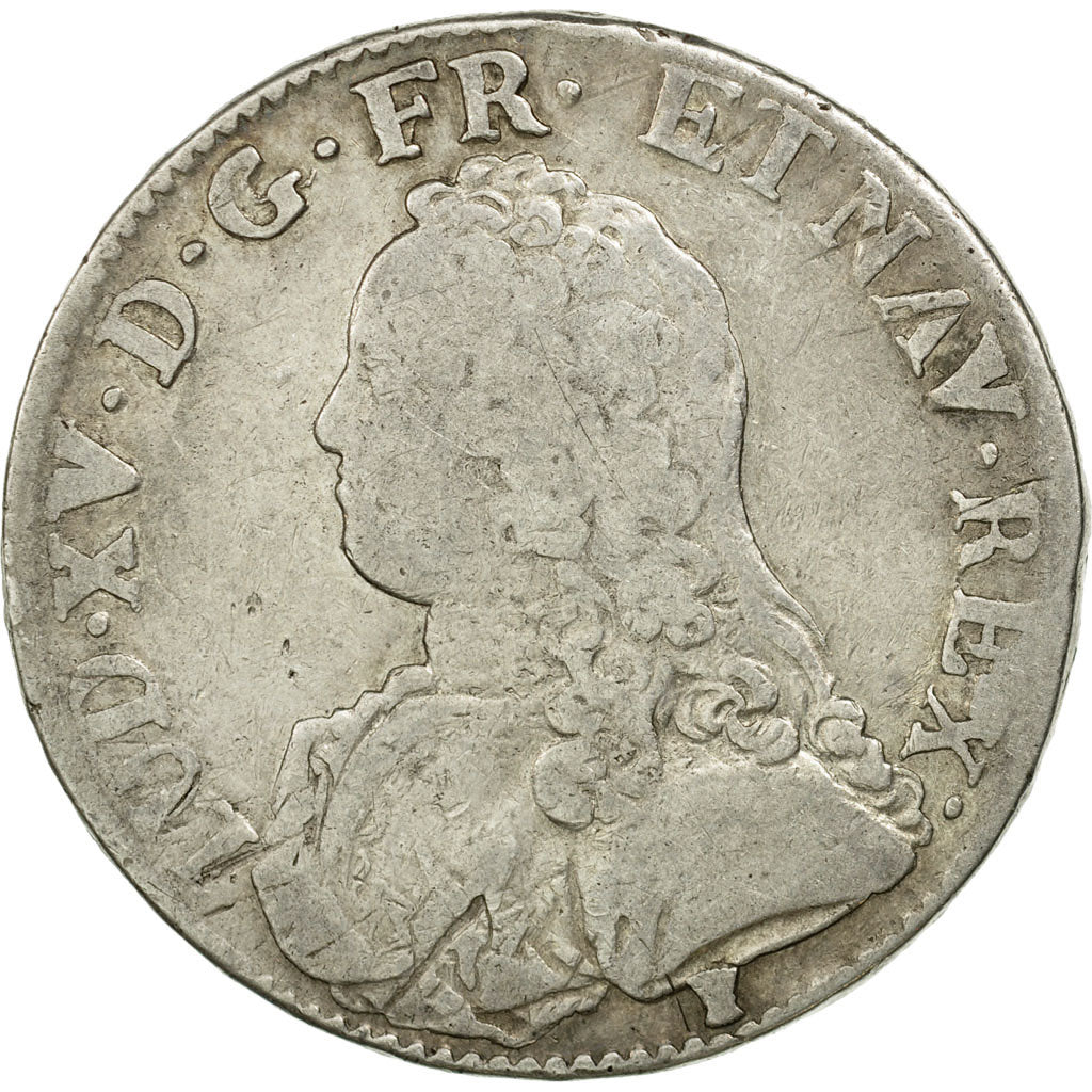 Moneta, Francia, Louis XV, Écu aux branches d'olivier, Ecu, 1727, Rennes, MB