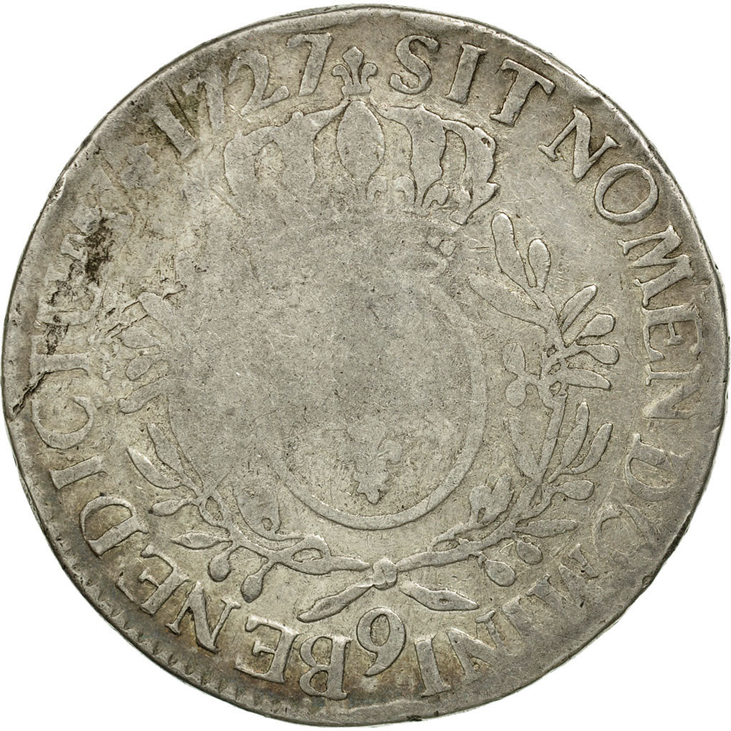 Moneta, Francia, Louis XV, Écu aux branches d'olivier, Ecu, 1727, Rennes, MB