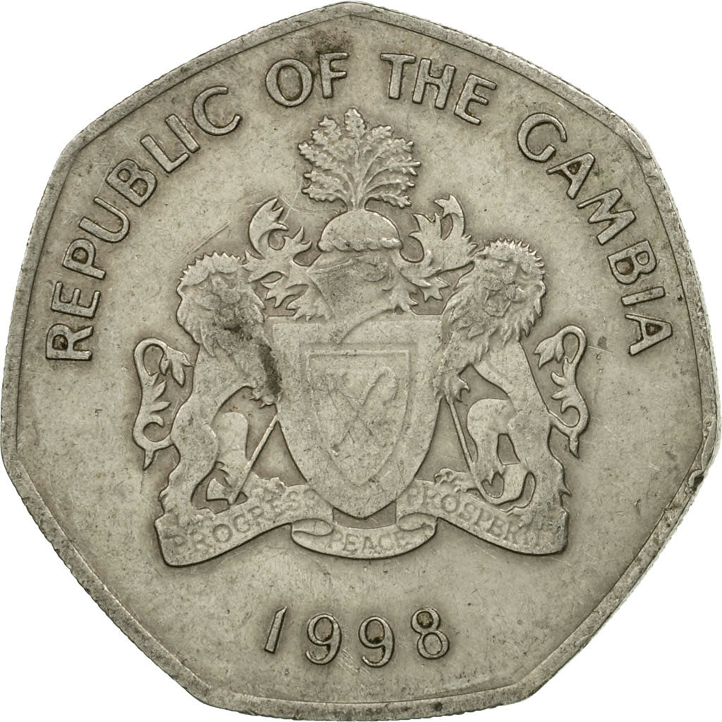 Moneta, GAMBIA, Dalasi, 1998, BB, Rame-nichel, KM:59