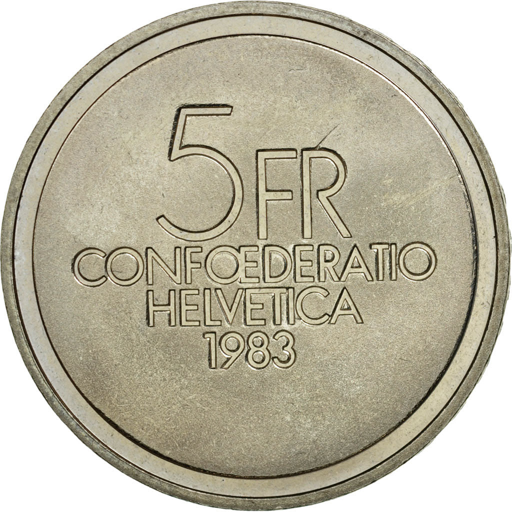 Coin, Switzerland, 5 Francs, 1983, Bern, EF(40-45), Copper-nickel, KM:62