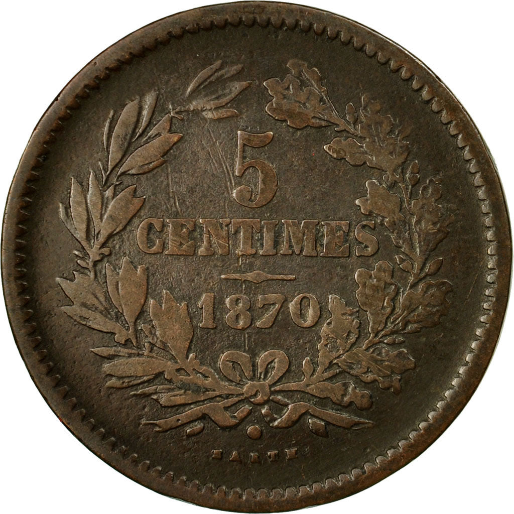 Coin, Luxembourg, William III, 5 Centimes, 1870, Utrecht, EF(40-45), Bronze