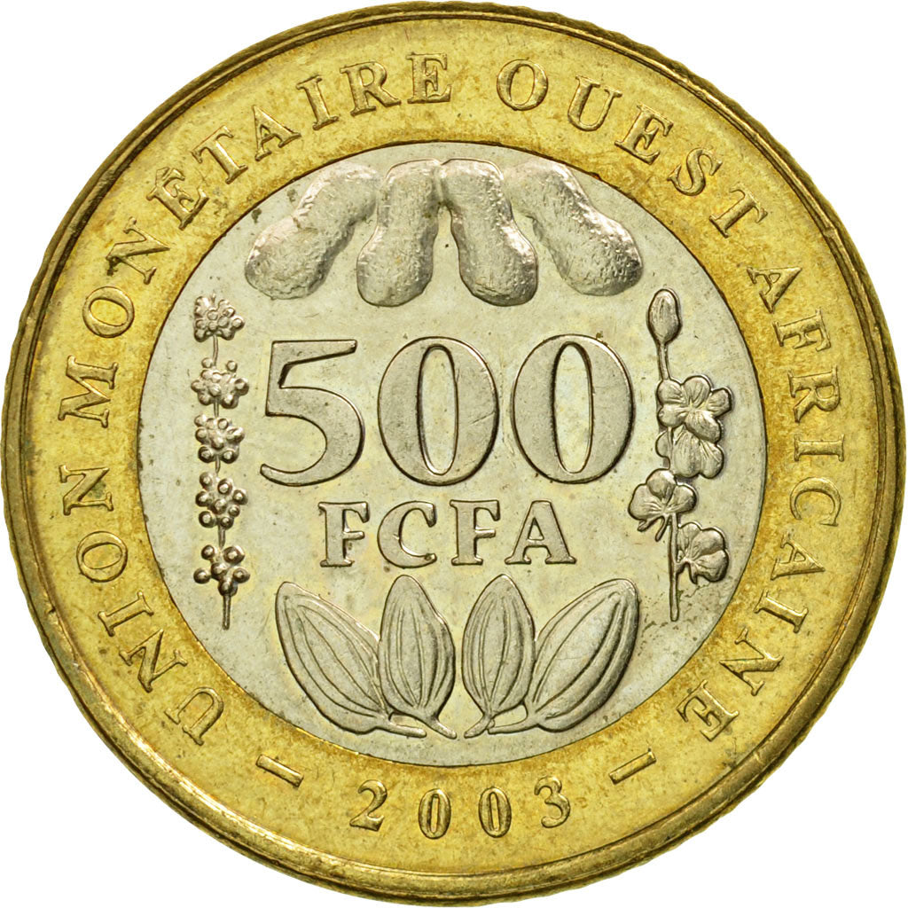 Coin, West African States, 500 Francs, 2003, Paris, EF(40-45), Bi-Metallic